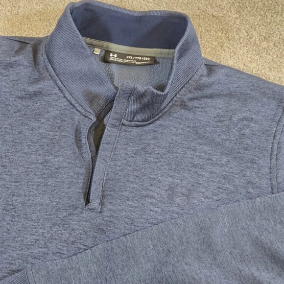 Under Armour Coldgear 1/4 Zip Blue/Gray Pullover Sweater Mens XXL Fleece Golf - Picture 1 of 7